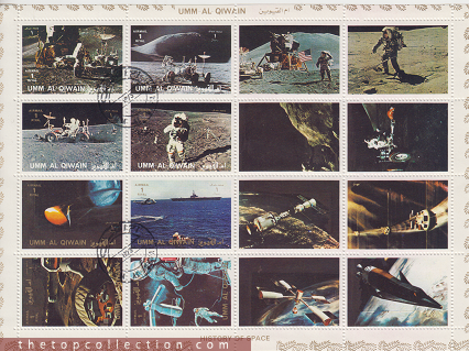 شیت تمبر فضانوردی چاپ ام القوین  (ابعاد شیت 144*198میلیمتر)