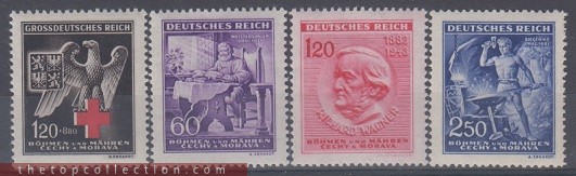  (با شارنیه )سری  تمبرهای رایش آلمان بوهمیا و مراویا چاپ 1943