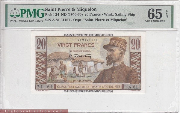 20 فرانک سنت پیر  و میکلون Pmg 65