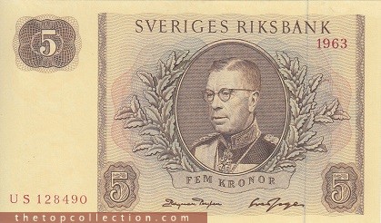 5 کرون سوئد 1963 