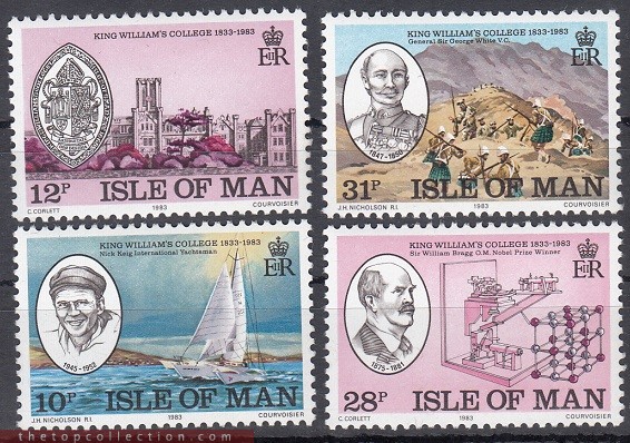 سری تمبر یادبود کالج کینگ ویلیام چاپ جزایر مان  