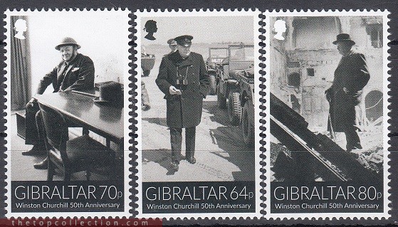 سری تمبر یادبود پنجاهمین سالگرد وینستون چرچیل چاپ جبل الطارق 