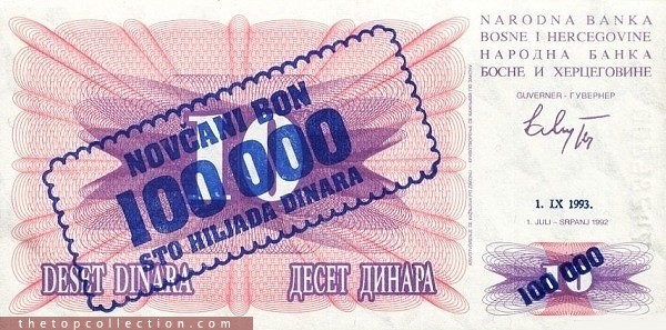 100000 دینار بوسنی و هرزگوین (سورشارژ)
