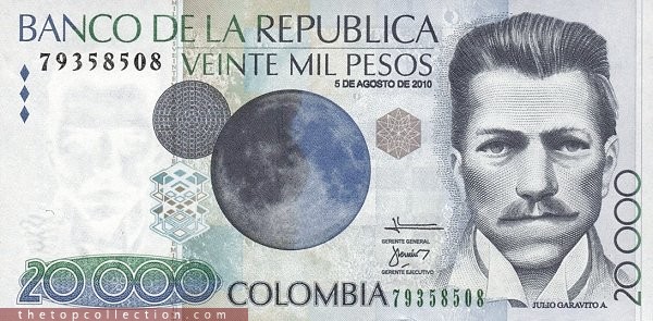 20000 پزو کلمبیا چاپ 2010