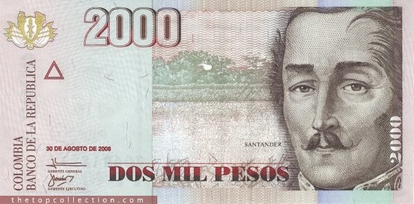 2000 پزو کلمبیا چاپ 2008