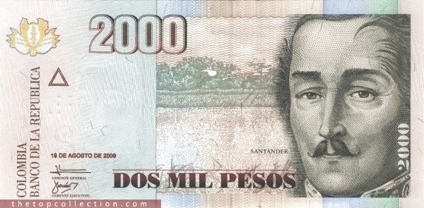 2000 پزو کلمبیا چاپ 2009