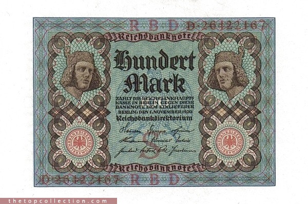 100 مارک آلمان چاپ 1920