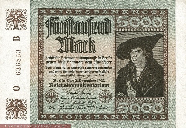 5000 مارک آلمان چاپ 1922