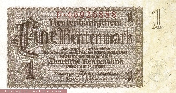 1 مارک آلمان چاپ 1937 با مهر برجسته 