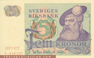 5 کرون سوئد چاپ 1977