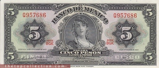 5 پزو مکزیک 1969