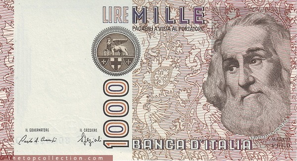 1000 لیر ایتالیا با تصویر مارکوپولو