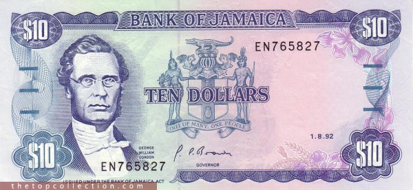 10 دلار جامائیکا چاپ 1992