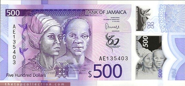 500 دلار جامائیکا یادبود شصتمین سالگرد استقلال جامائیکا
