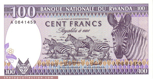 100 فرانک رواندا 1982
