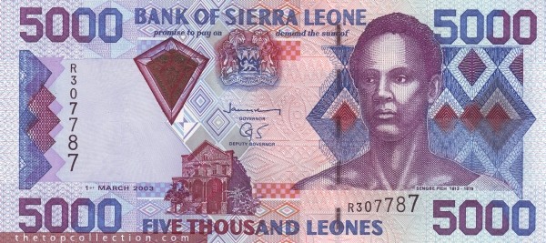 5000 لئون سیرالئون (چاپ 2003 سایز بزرگ )
