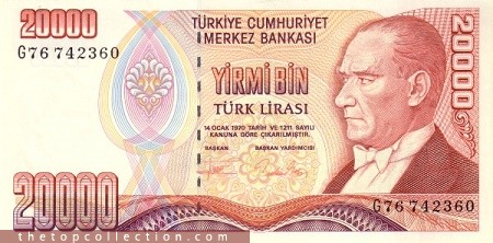 20000 لیر ترکیه