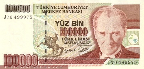 100000 لیر ترکیه