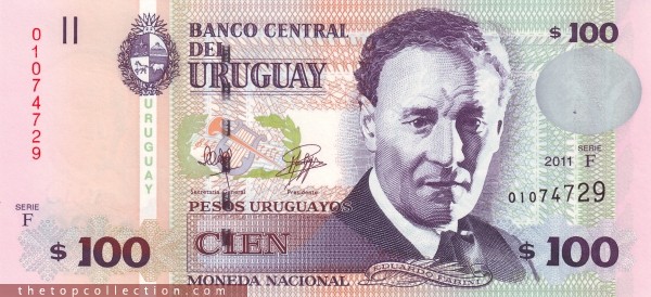 100 پزو اروگوئه چاپ 2011