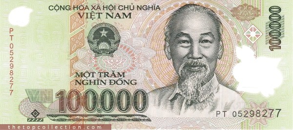100000 دانگ ویتنام چاپ 2005