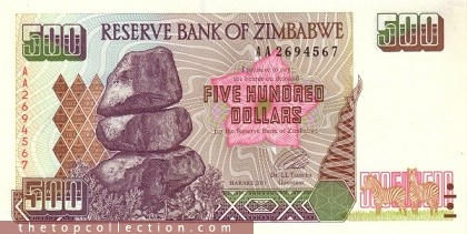 500 دلار زیمباوه 