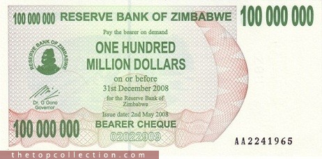 100000000 دلار زیمباوه