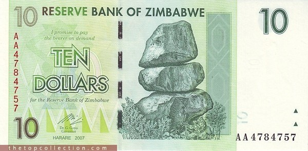 10 دلار زیمباوه