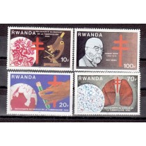 سری تمبرهای روبرت کخ پزشک آلمانی کاشف بیماری سل در سال 1882 چاپ رواندا