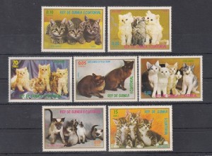 سری تمبر گربه ها چاپ گینه استوایی (سایز بزرگ )