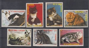 سری تمبر گربه ها چاپ گینه استوایی (سایز بزرگ )