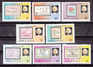 سری بسیار زیبای تمبر یادبود سر رولند هیل (مخترع تمبر) چاپ رواندا