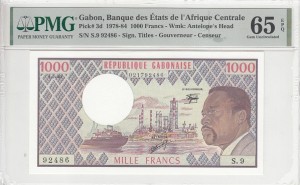 1000 فرانک گابن PMG65 - بینهایت کمیاب 