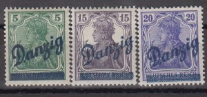 سری کمیاب تمبرهای دانزیگ چاپ 1920 (با شارنیه )