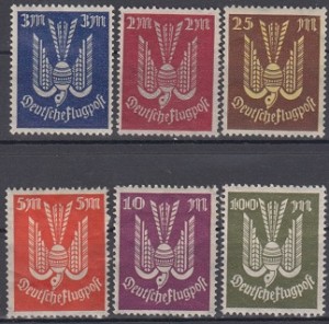 سری کمیاب تمبرهای پست هوائی آلمان چاپ 1923 (با شارنیه )