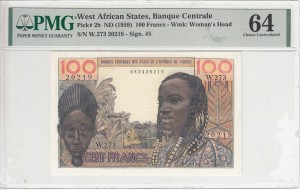 100 فرانک آفریقای غربی PMG64(کمیاب )