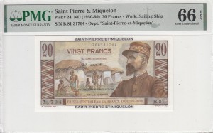 20 فرانک سنت پیر  و میکلون Pmg 66