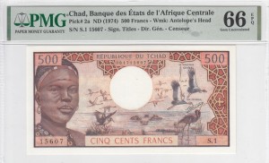 500 فرانک چاد -PMG66-P2a-بسیار کمیاب 