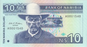 10 دلار نامیبیا (اولین اسکناس نامیبیا با سریال از باکس دوم - خاص و کمیاب )
