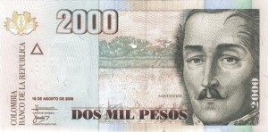 2000 پزو کلمبیا چاپ 2009