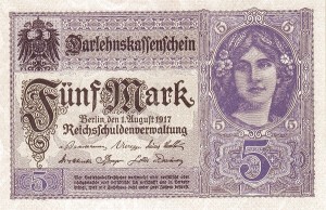 5 مارک آلمان چاپ 1917