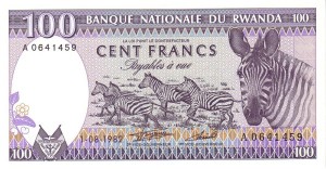 100 فرانک رواندا 1982
