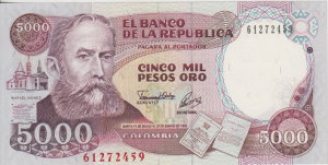 5000 پزو کلمبیا چاپ 1992 