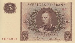 5 کرون سوئد چاپ 1961