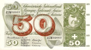 50 فرانک سوئیس چاپ 1973