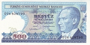 500 لیر ترکیه