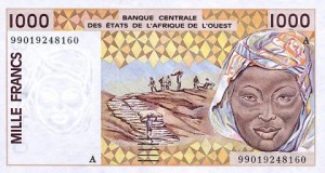 1000 فرانک ساحل عاج چاپ 1997