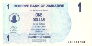 1 دلار زیمباوه