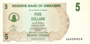5 دلار زیمباوه